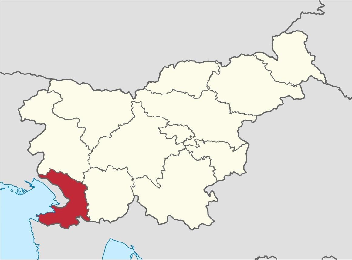 Kaart van karst Slovenië