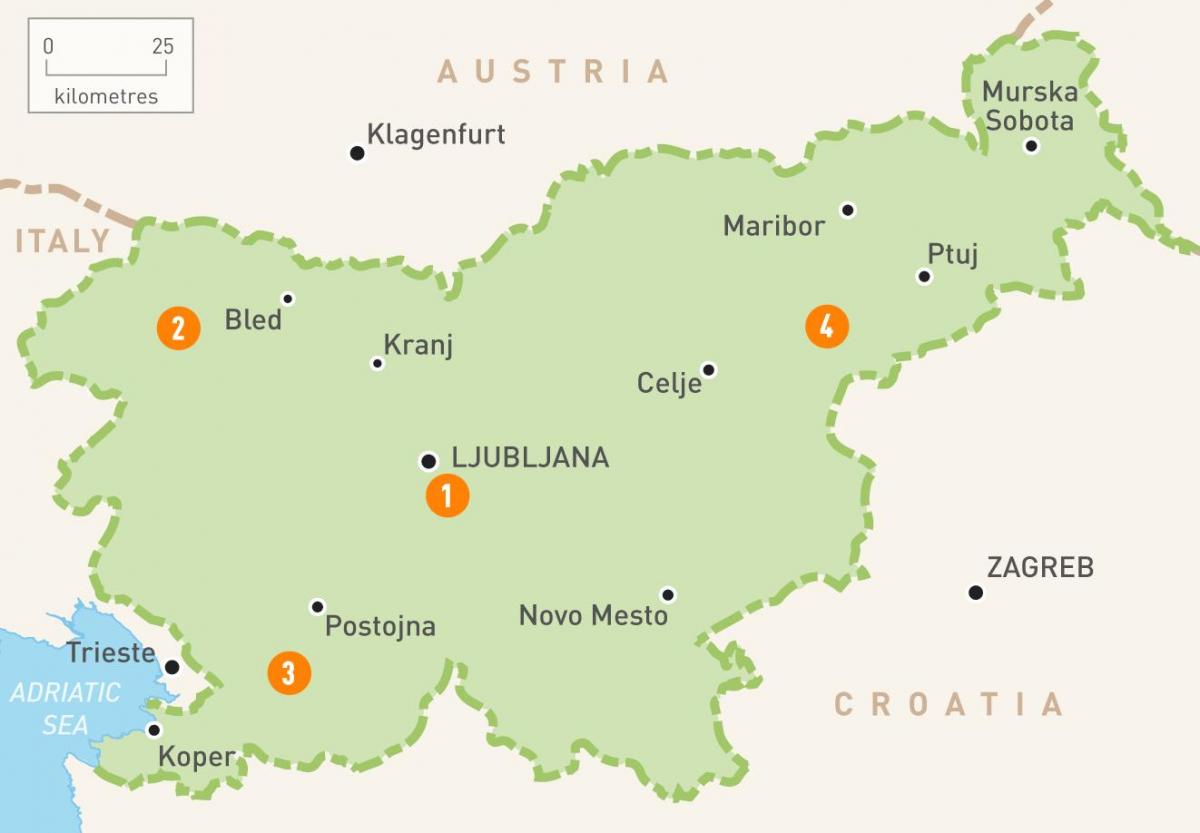 Kaart van novo mesto in Slovenië
