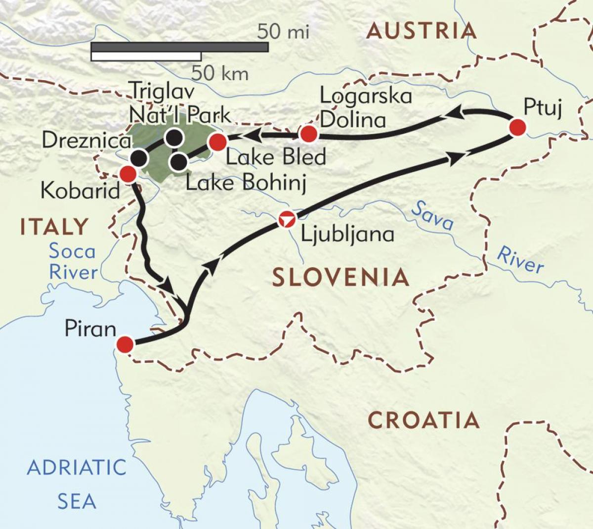 kaart piran Slovenië