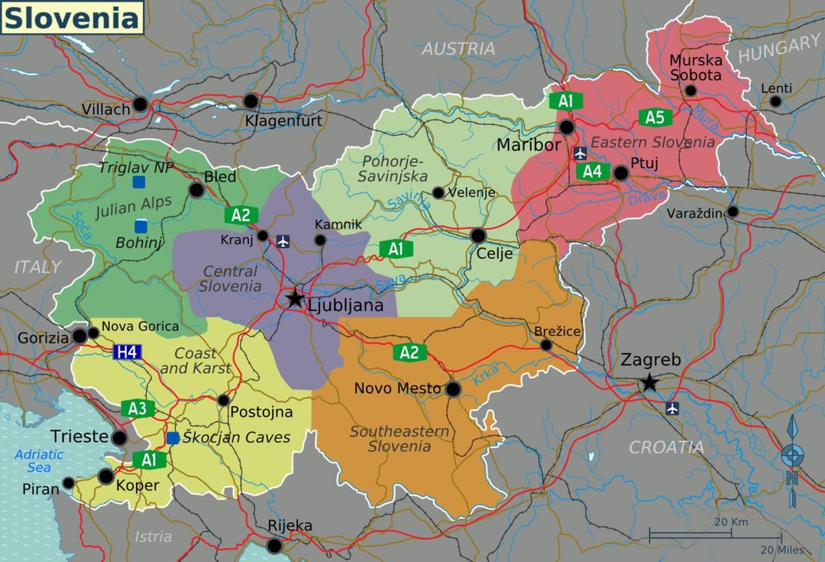 Slovenië toeristische attracties kaart