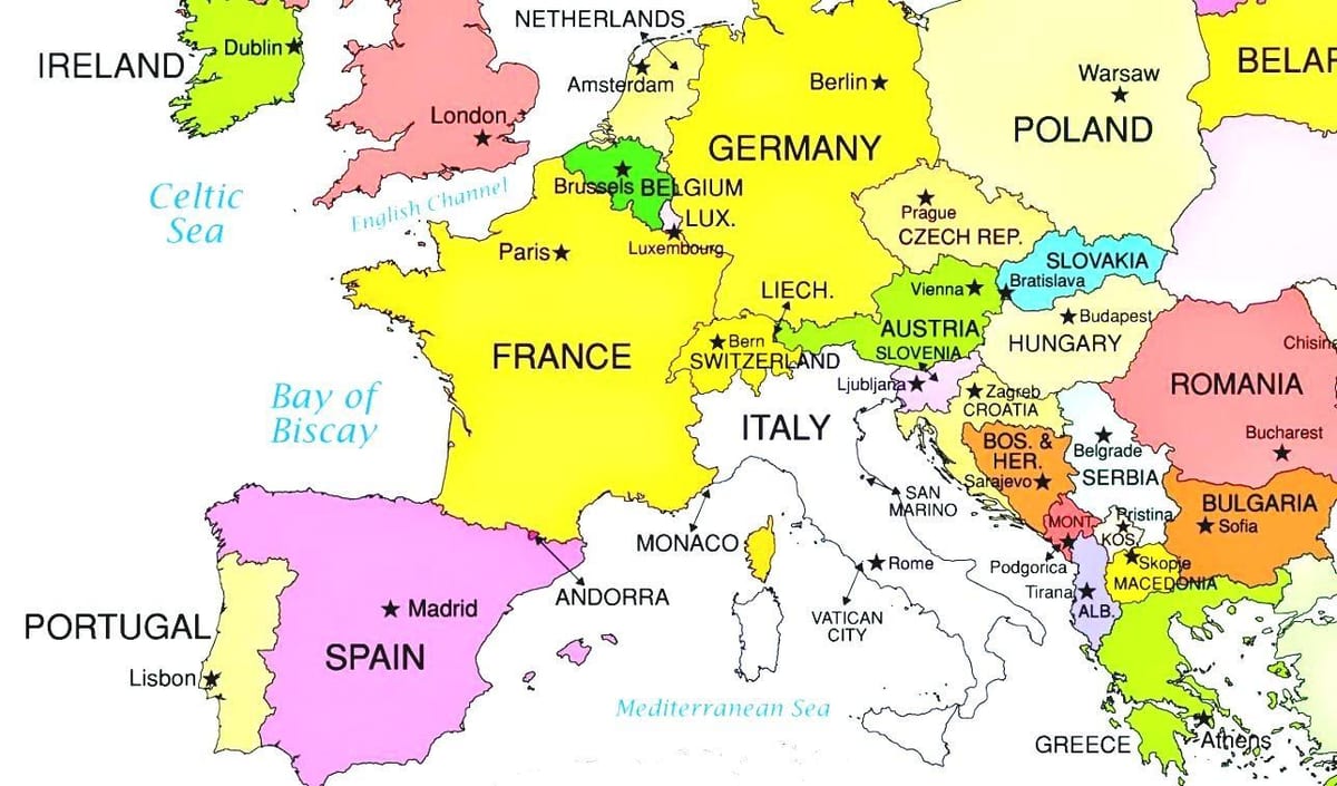 kaart van europa met Slovenië
