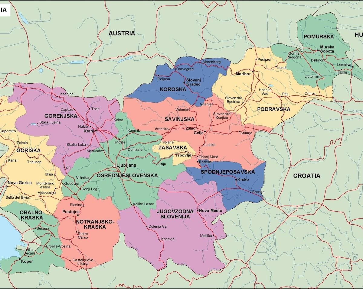 Kaart van Slovenië politieke