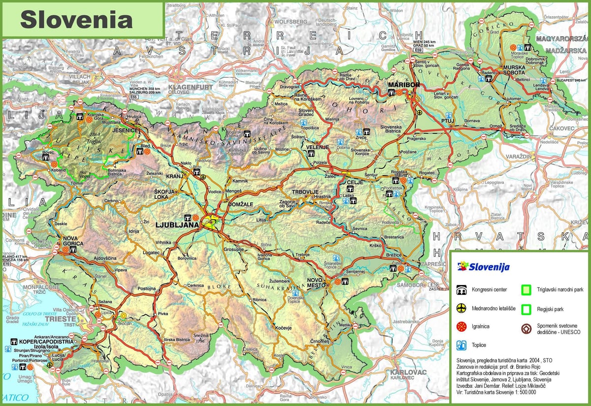 Kaart van Slovenië weg