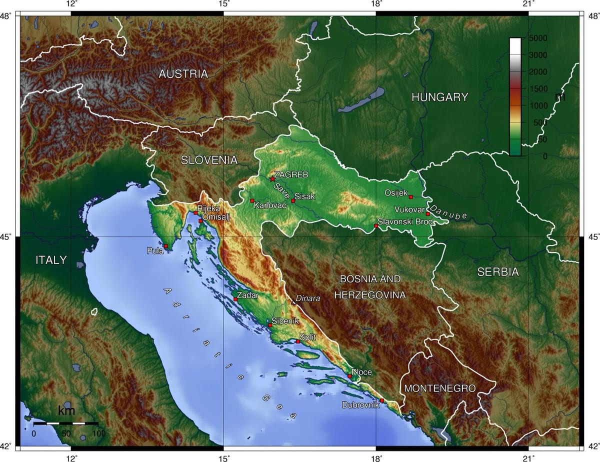 Kaart van Slovenië topografische