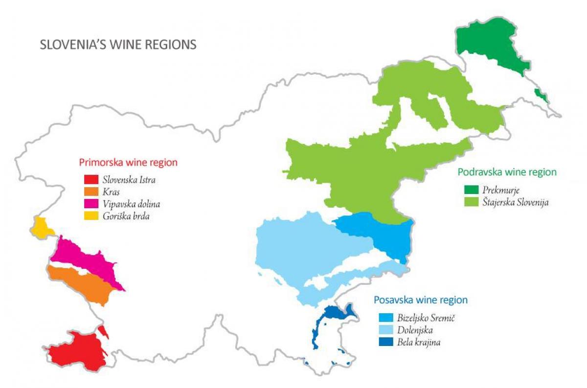 Kaart van Slovenië wijn