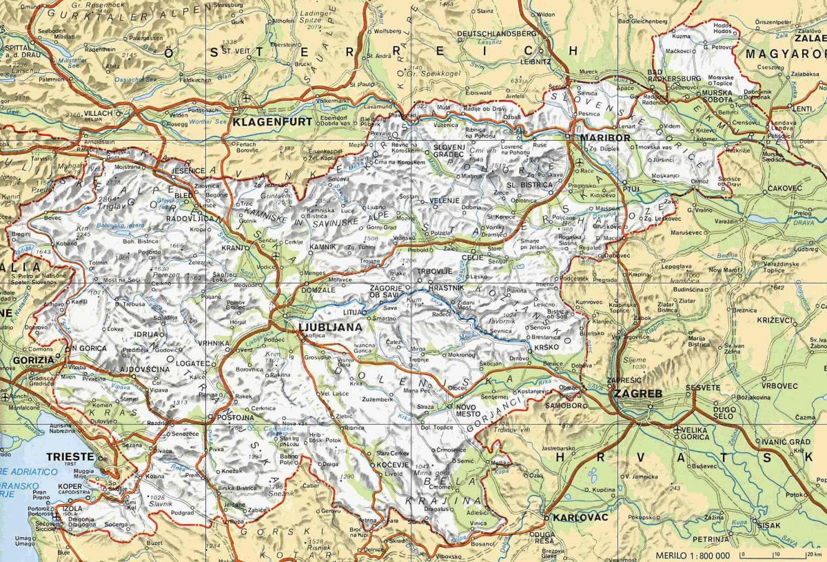 Kaart van terme Slovenië