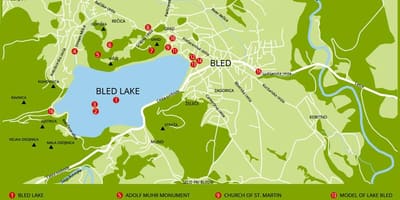 Kaart van Slovenië tonen van het meer van bled