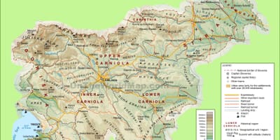 Kaart van Slovenië fysieke