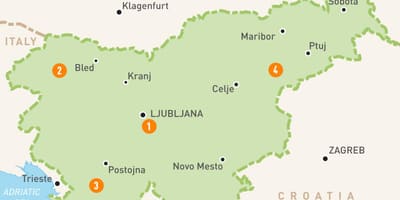 Kaart van Slovenië regio ' s