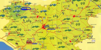 Kaart van Slovenië bezienswaardigheden