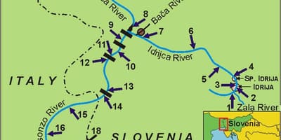 Kaart van de soca rivier in Slovenië